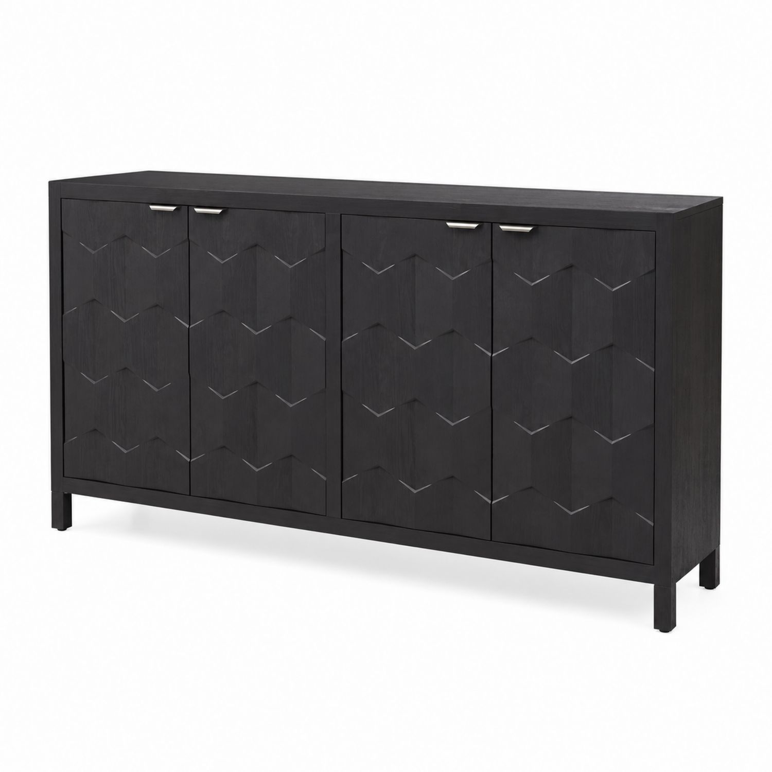 Aparador de Madera de Caucho Negro 160x45x90 cm
