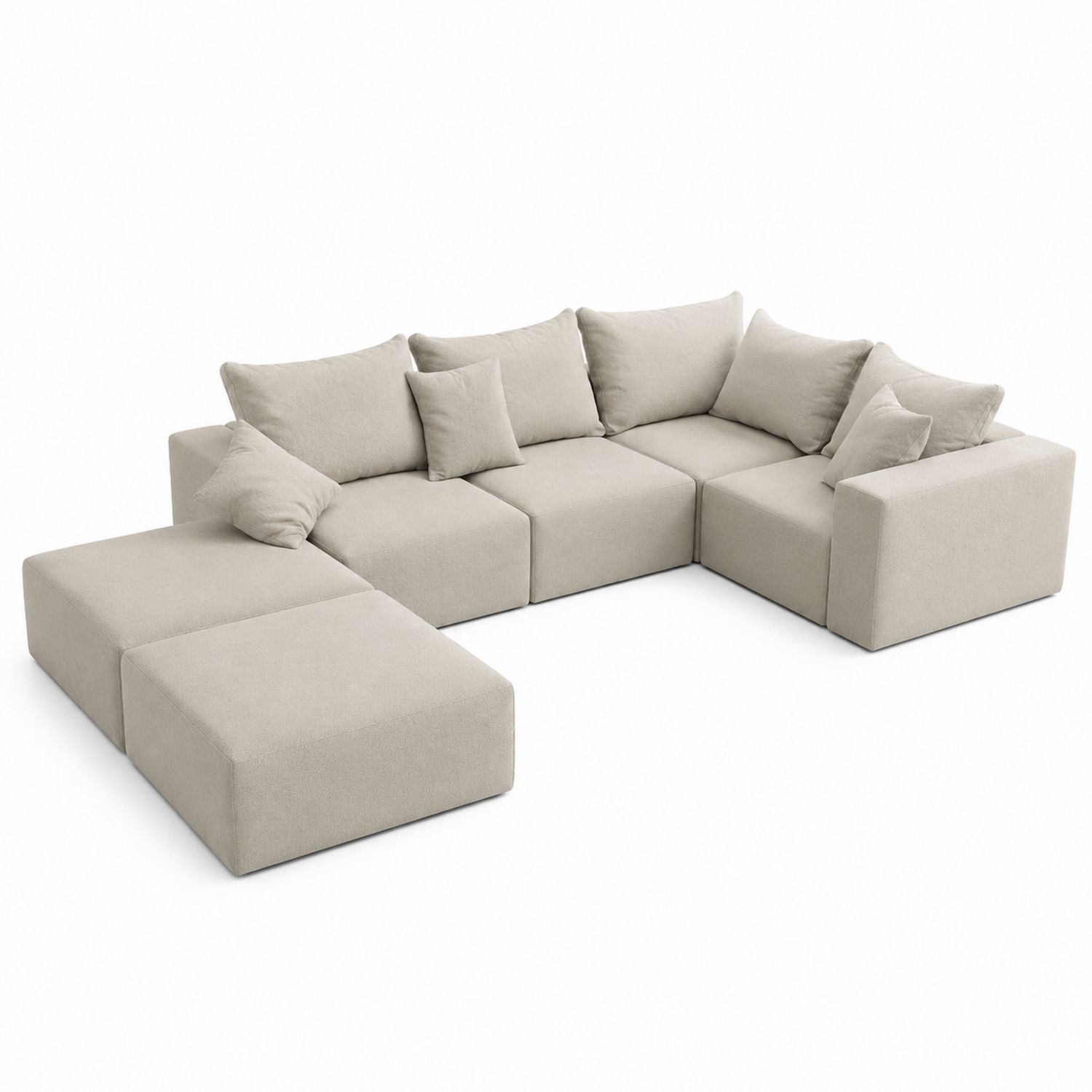 Sofá modular en forma de L 5 plazas Beige