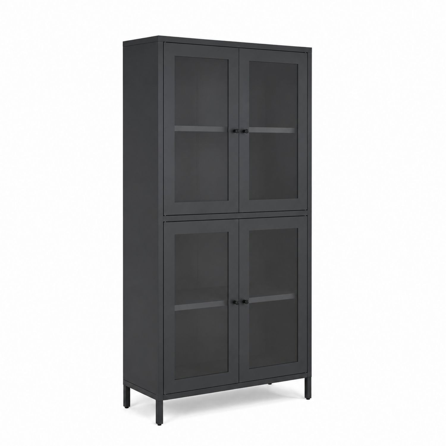 Vitrina de Metal y Vidrio Negro 180x80x40 cm