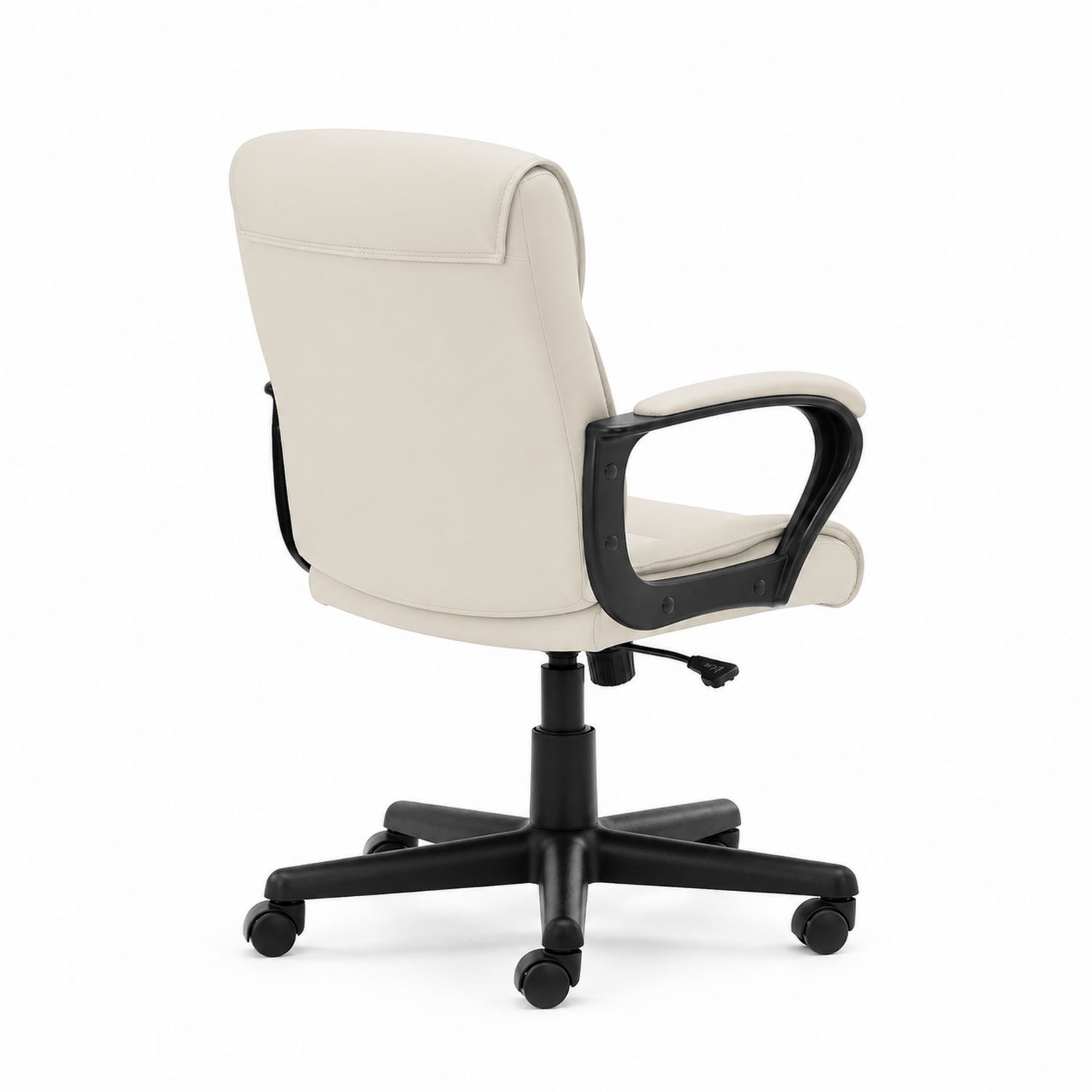 Silla de oficina en cuero sintético beige con base de polipropileno negro