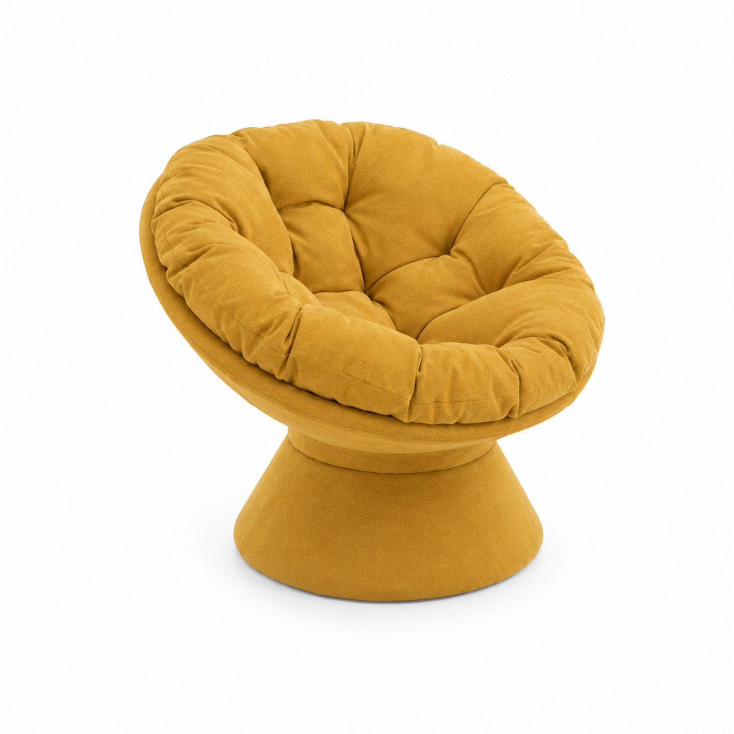 Silla redonda giratoria de tejido mostaza