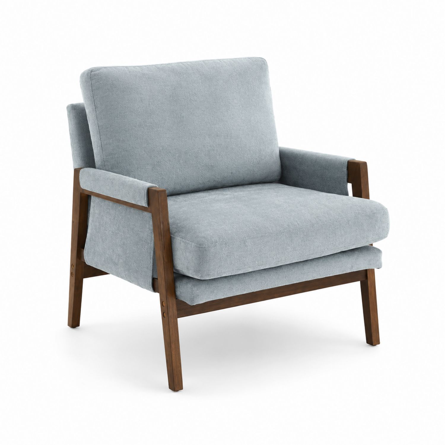 Silla de madera con tapizado de poliéster azul claro 80x70x75 cm