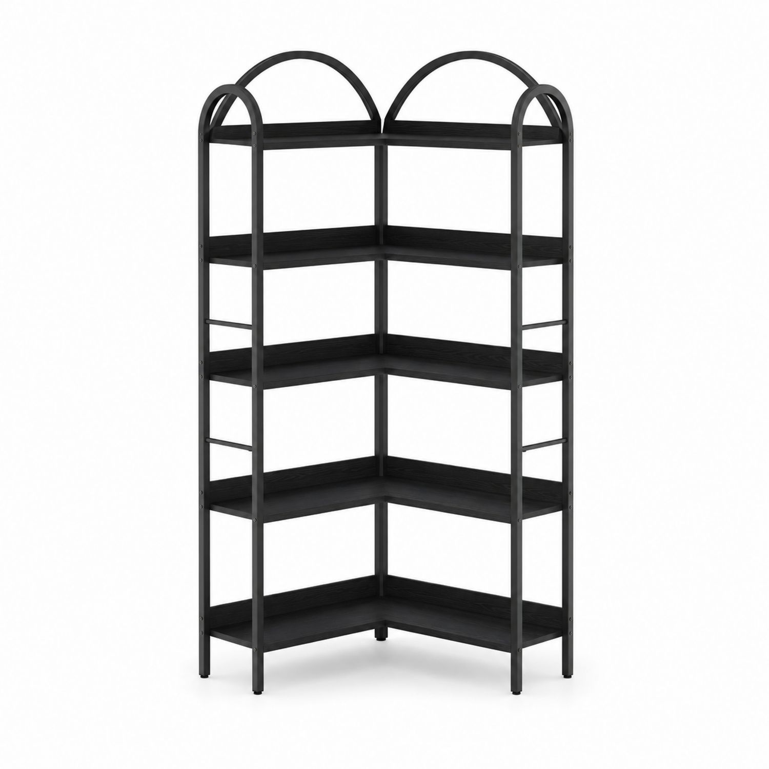Estantería de Esquina de Metal Negro con 5 Estantes