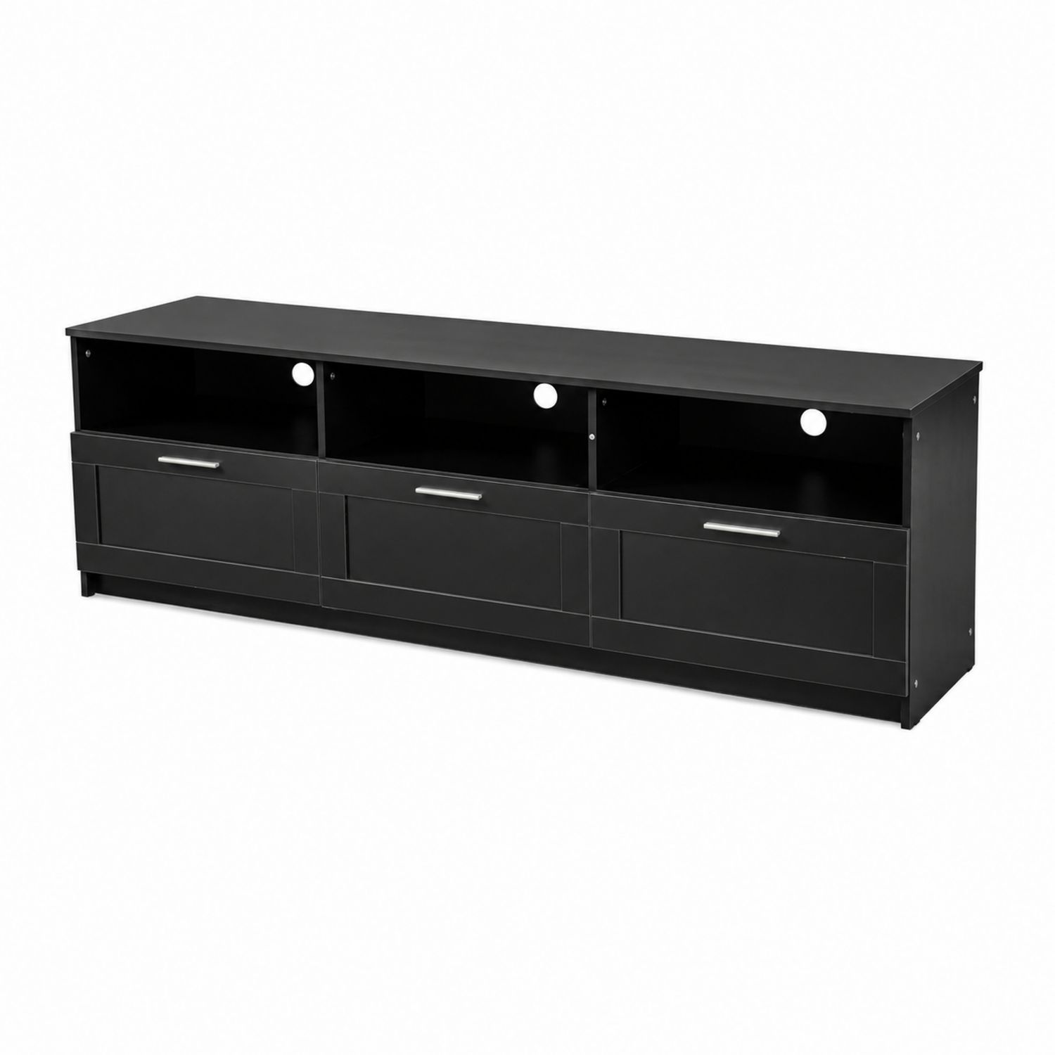 Mueble para TV de MDF negro con compartimentos y cajones 180x40x45 cm