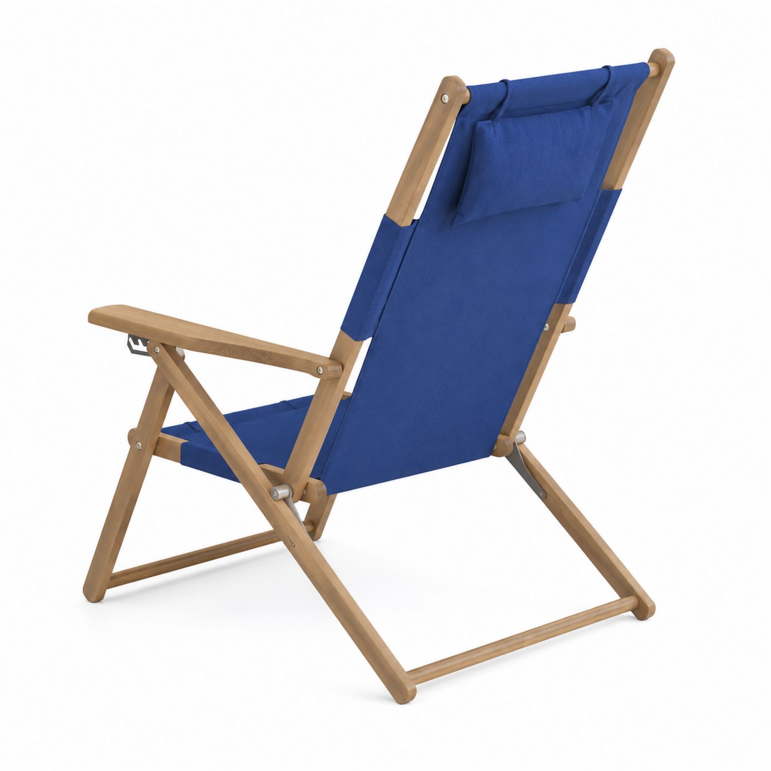 Silla plegable de madera y poliéster azul 70x60x90 cm