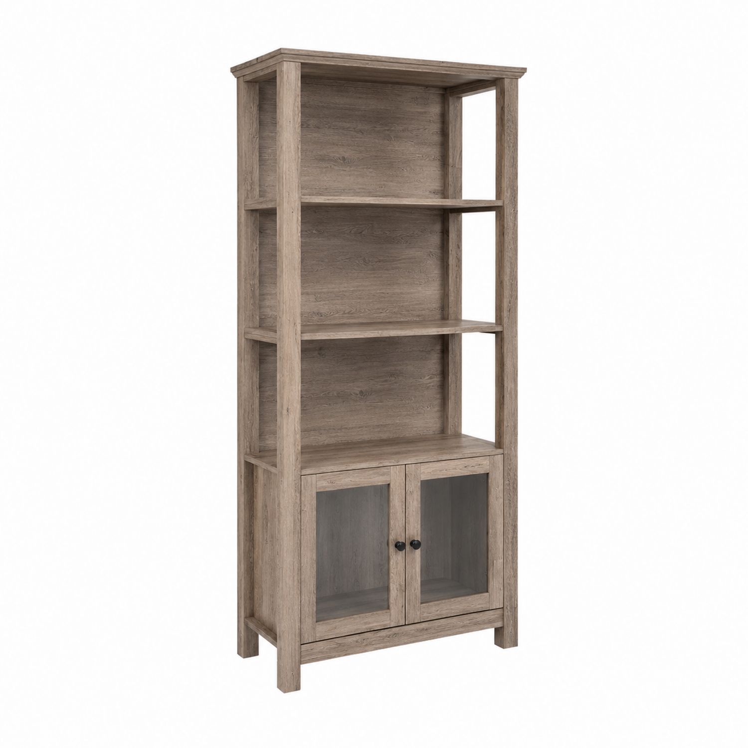 Estantería de madera con puertas de vidrio templado 180x75x30 cm