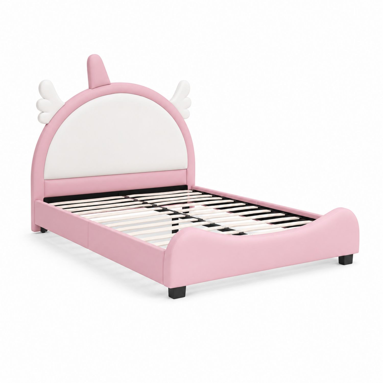 Cama infantil de poliuretano rosa y blanco 90x190 cm