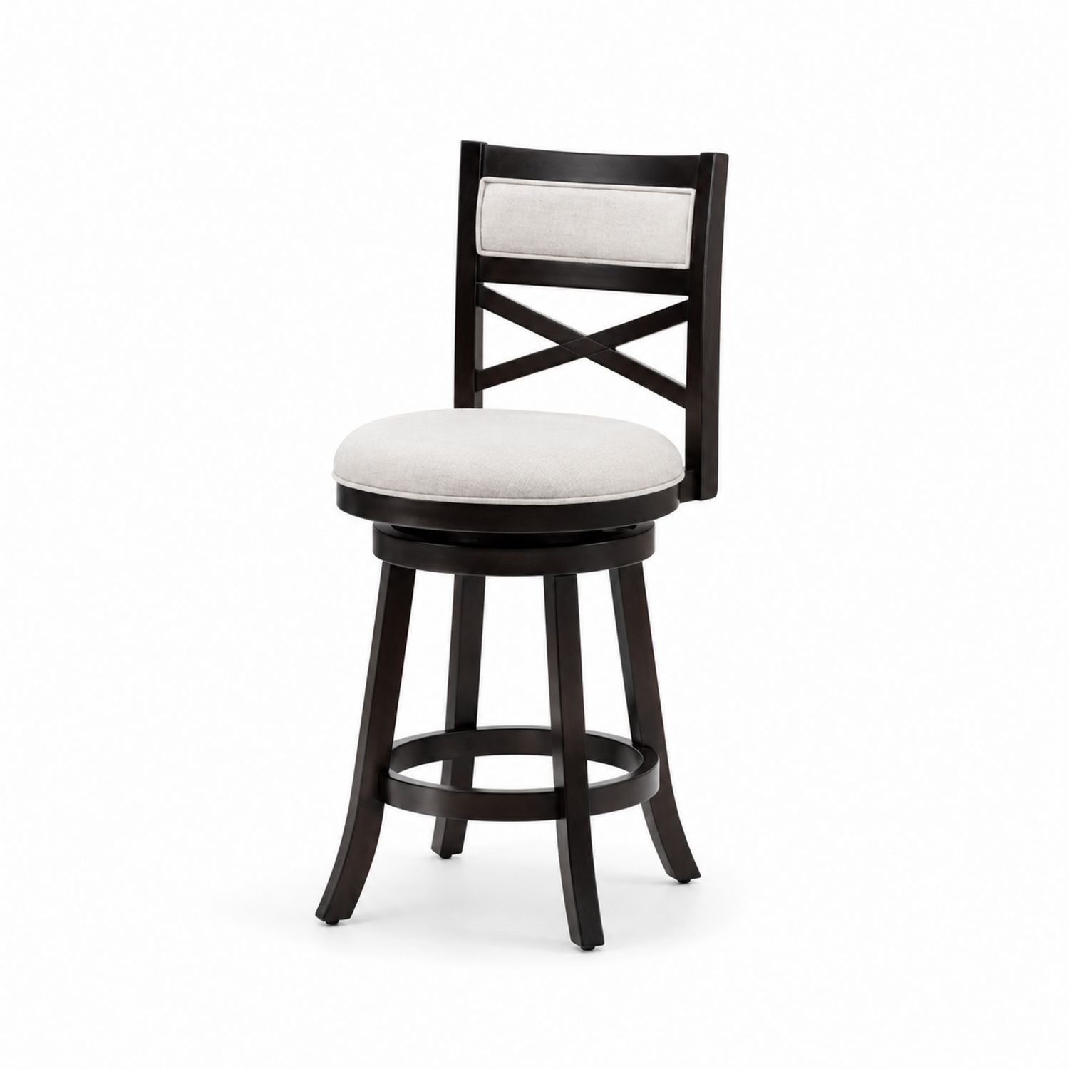 Silla giratoria de madera con asiento de poliéster beige
