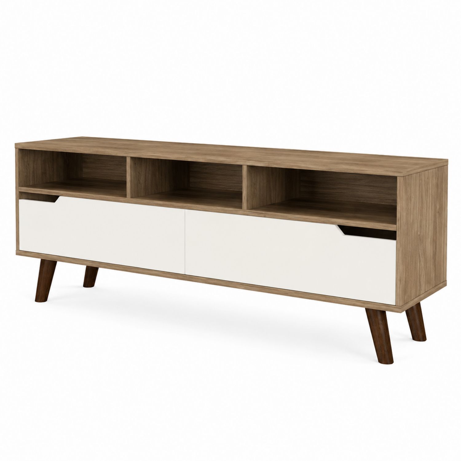 Mueble para TV de Madera y MDF con Estantes y Cajones 180x40x60 cm Roble/Blanco