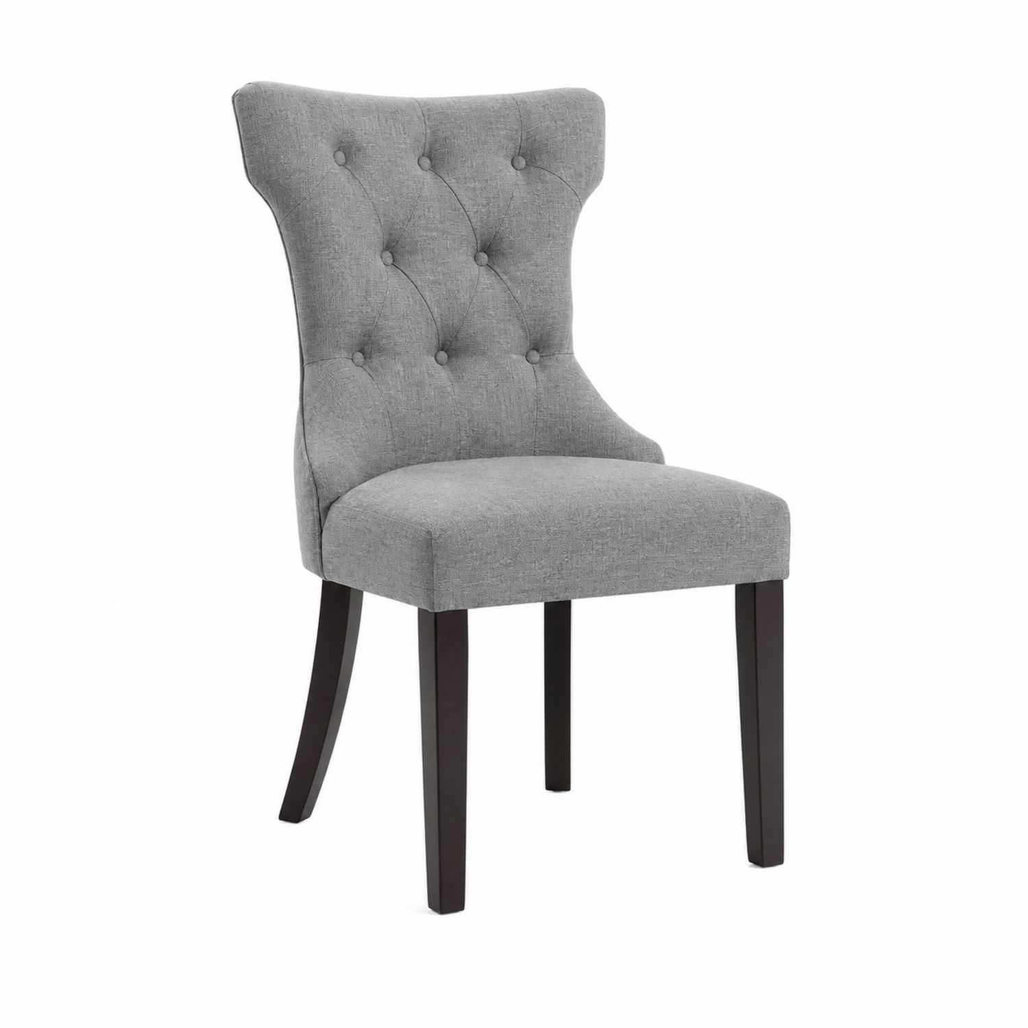 Silla de comedor de lino gris con patas de madera