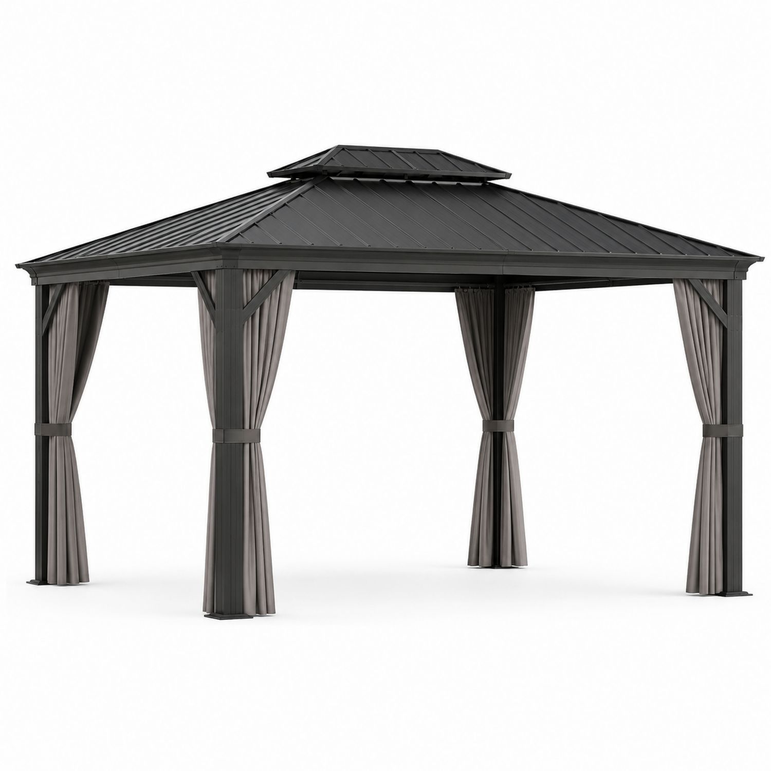 Gazebo in Alluminio con Tetto a Due Livelli 3x4m Antracite