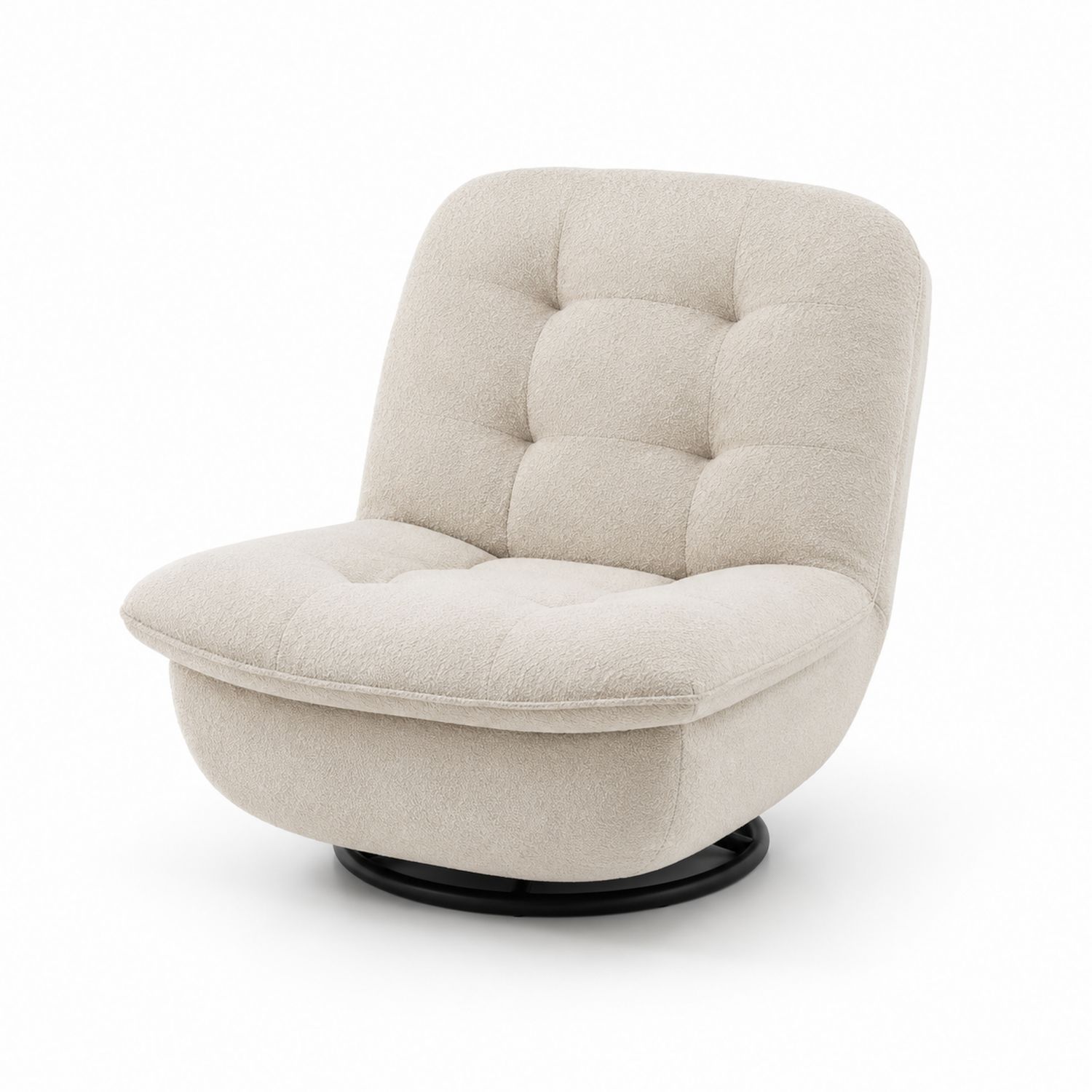 Poltrona girevole in tessuto beige