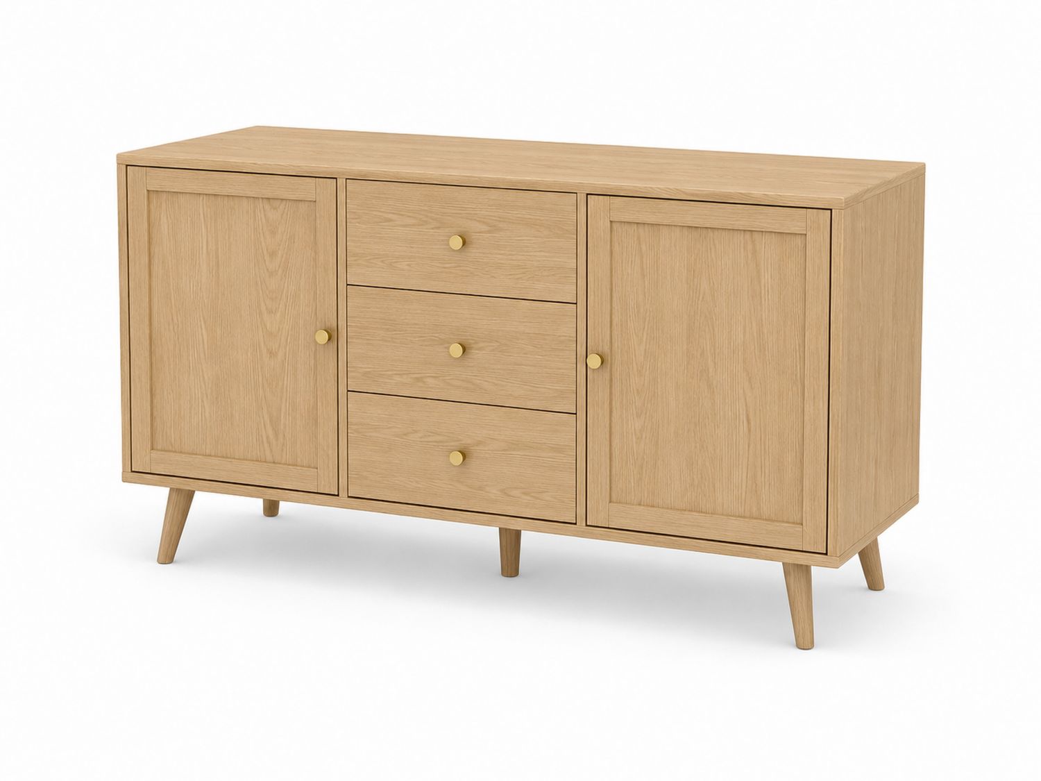 Credenza in Legno di Quercia con Ante e Cassetti