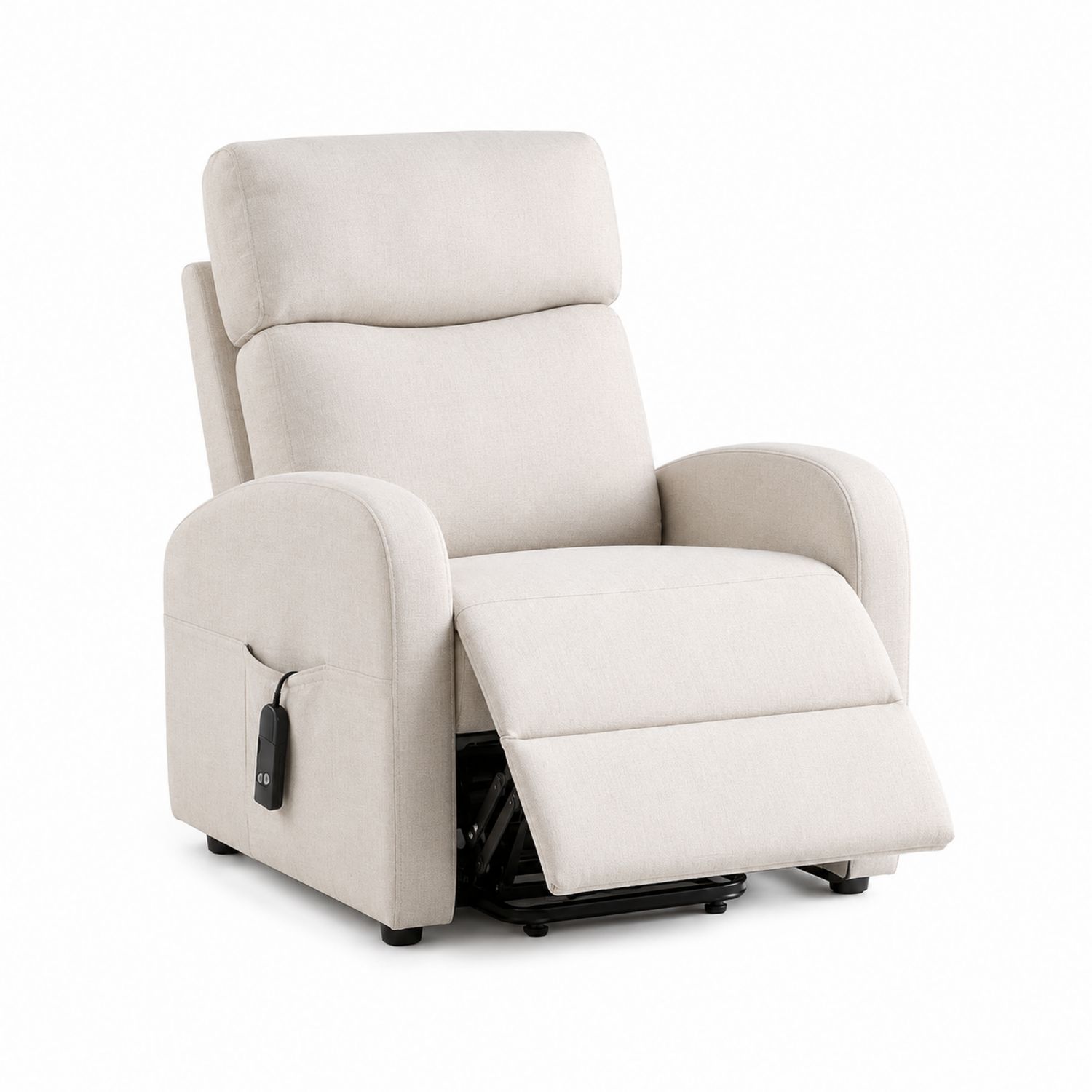 Poltrona Reclinabile in Tessuto Poliestere Beige con Funzione Elettrica