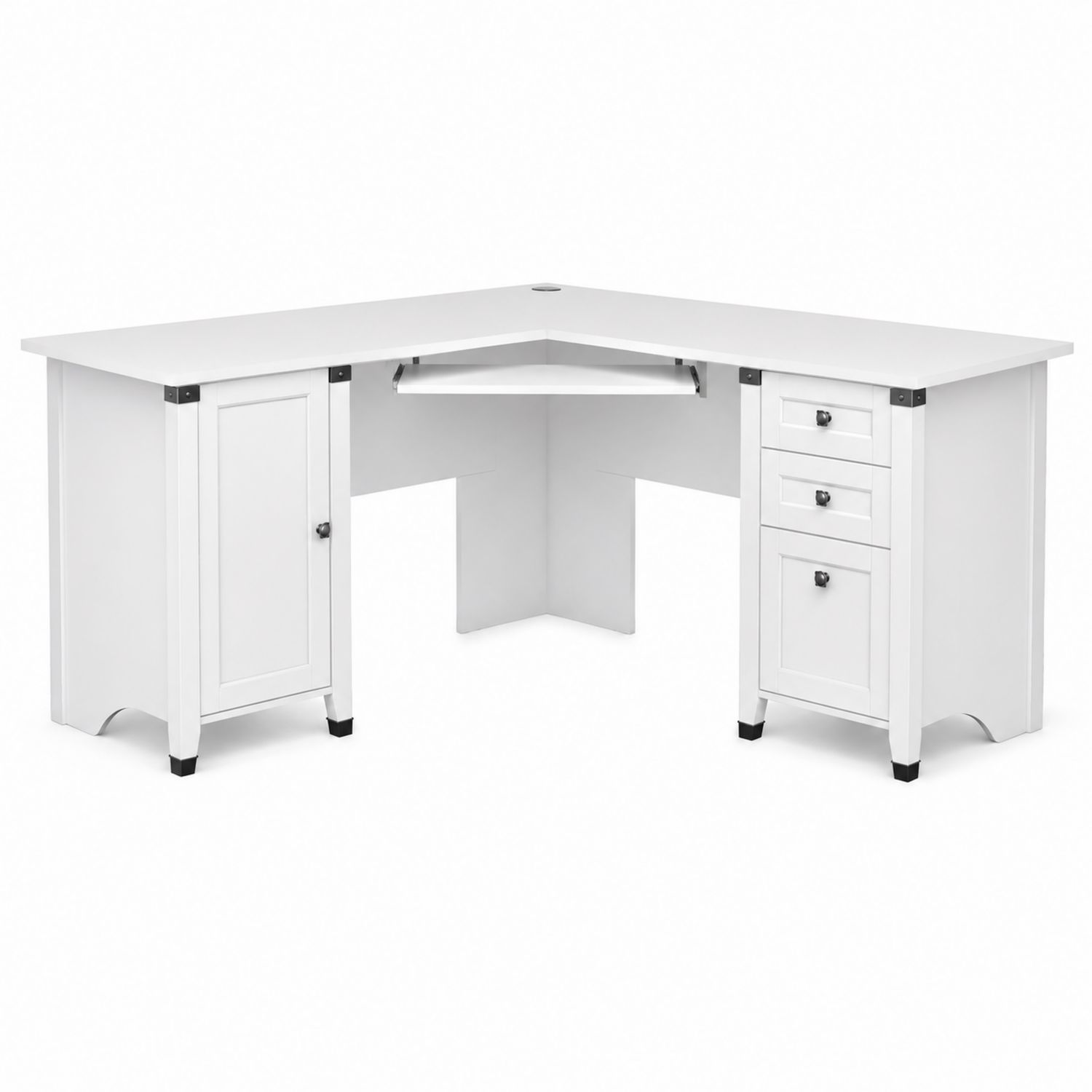 Scrivania Angolare in Legno MDF Bianco