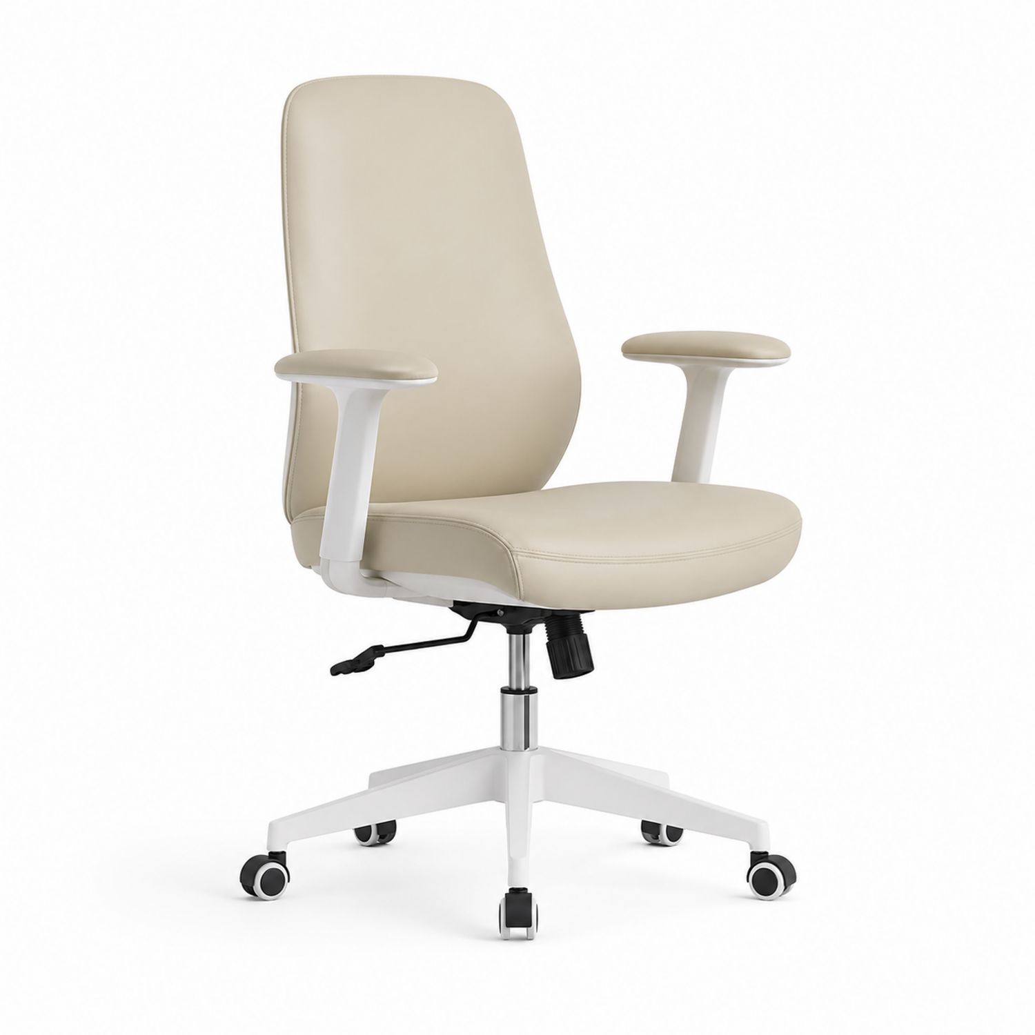 Sedia da ufficio regolabile in altezza in pelle sintetica beige