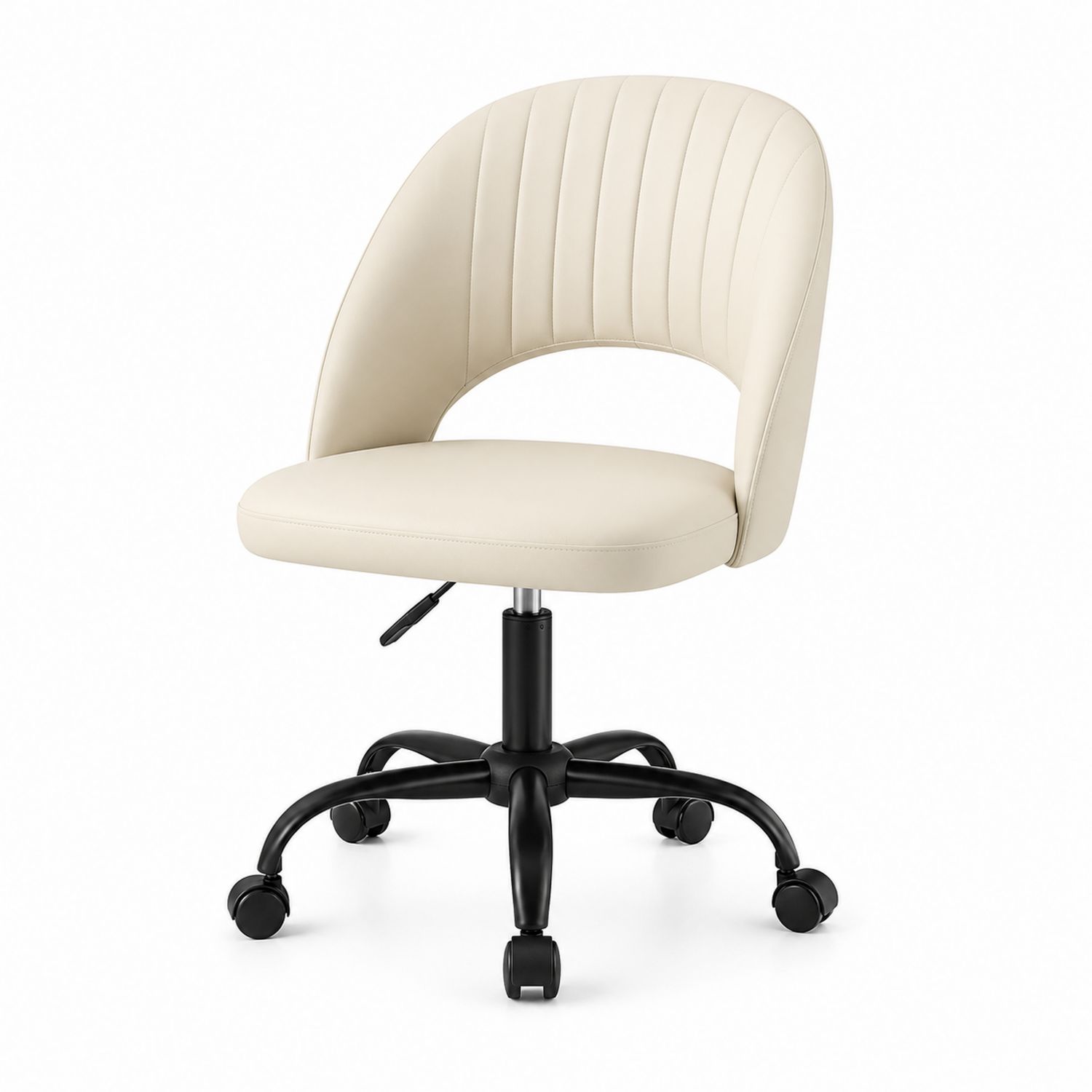 Sedia da ufficio in pelle con base in metallo e ruote in nylon