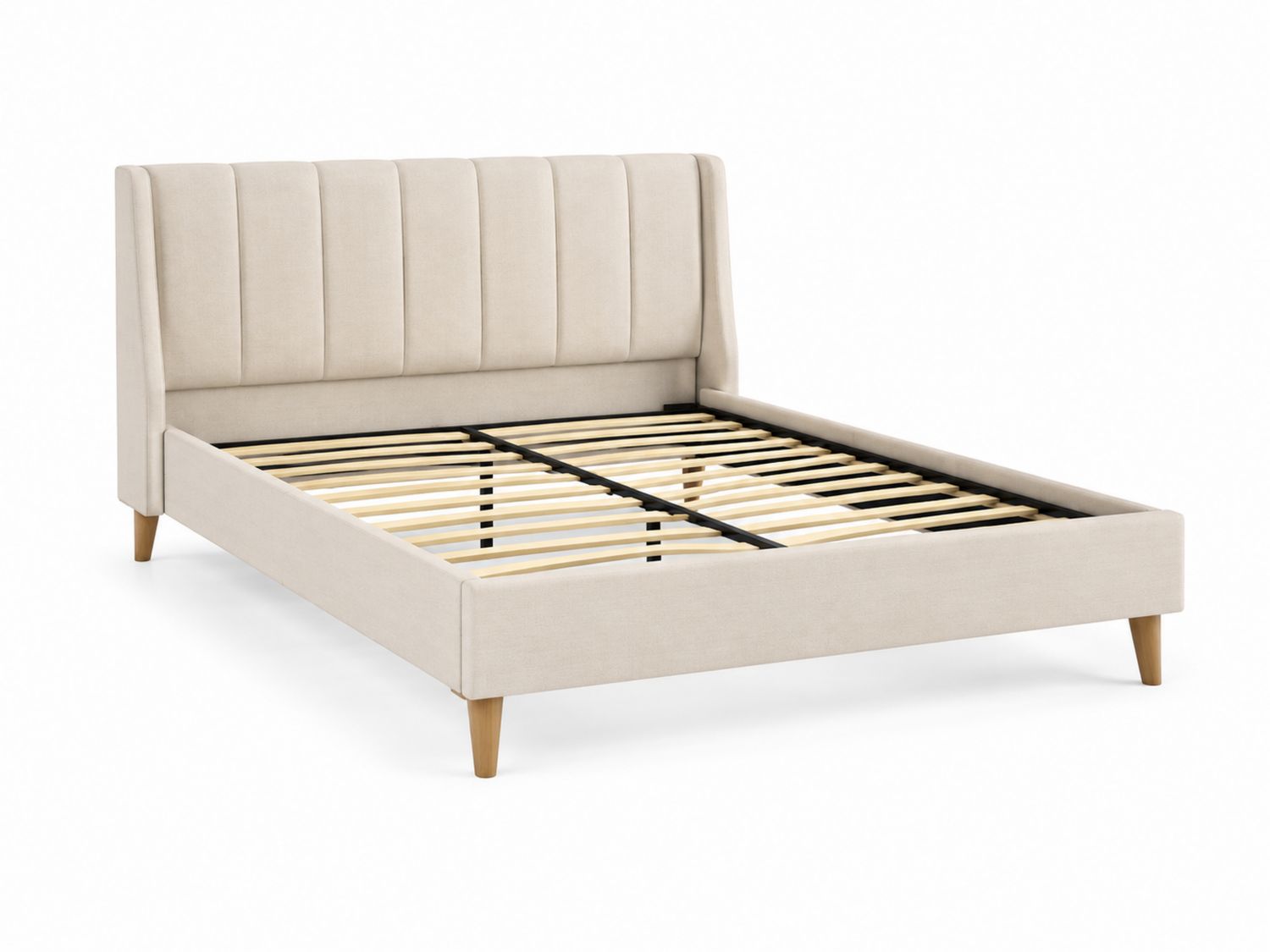 Letto matrimoniale imbottito 160x200 cm tessuto Beige