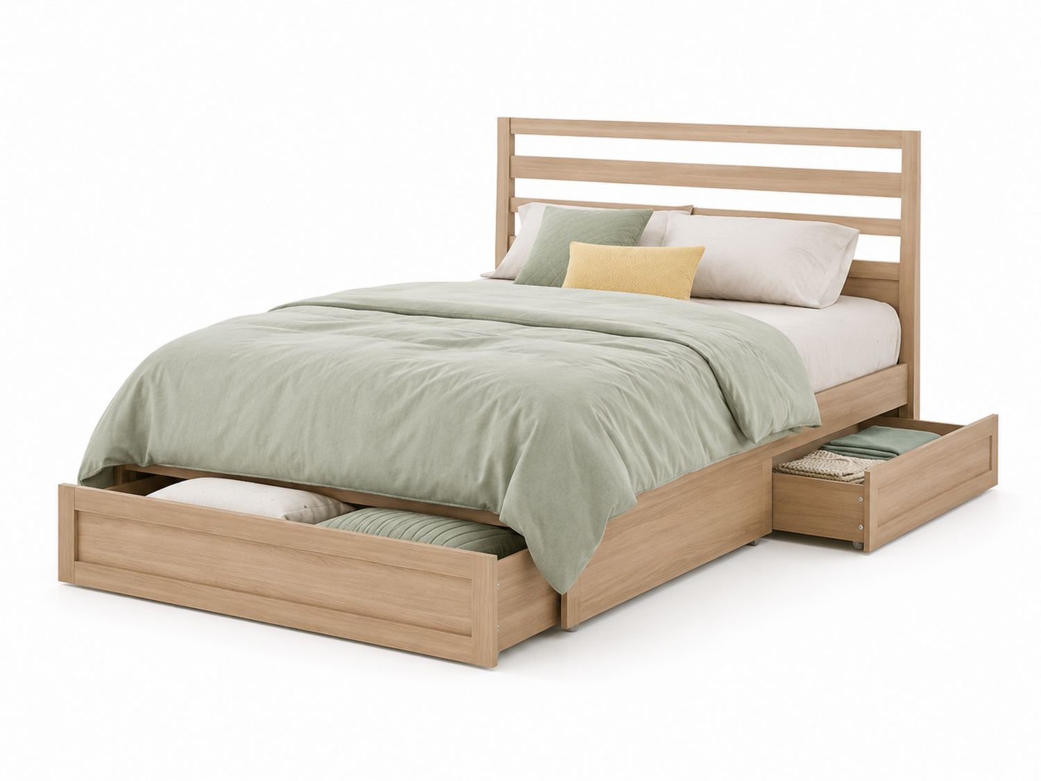 Letto matrimoniale in legno con cassetti 200x160 cm Rovere