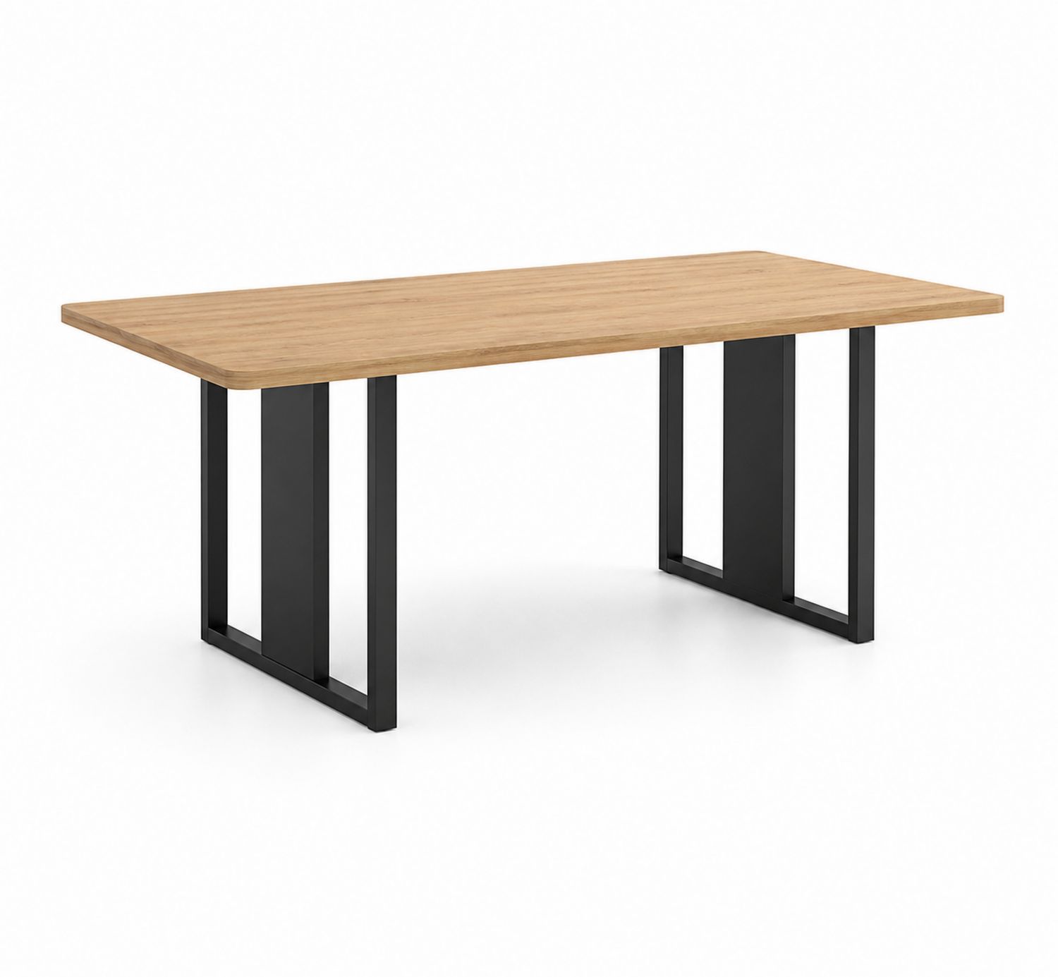Tavolo da pranzo rettangolare in legno e metallo nero