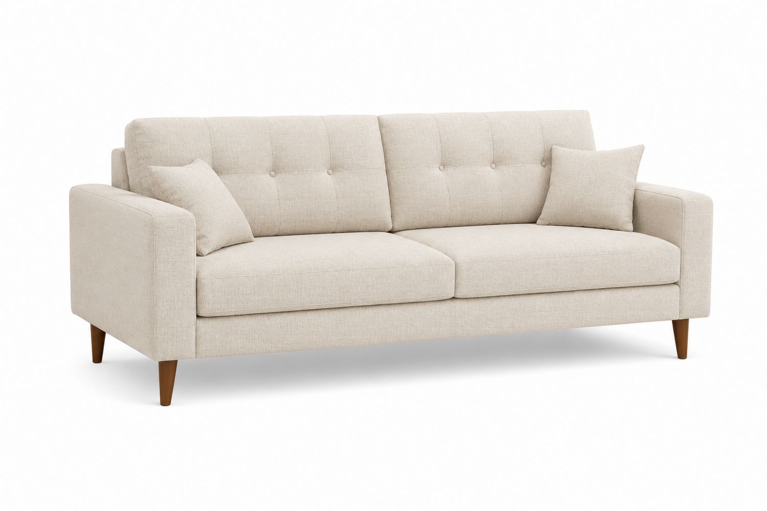 Divano 3 posti in tessuto Beige con cuscini