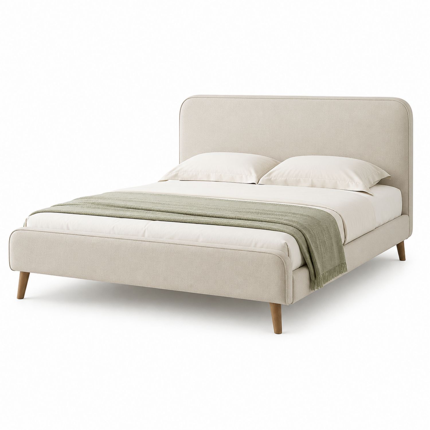 Letto matrimoniale in tessuto e legno Beige 200x160 cm