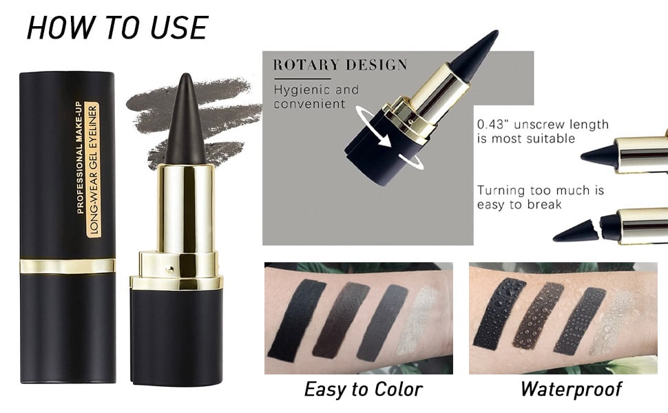 evpct 2Pcs Black Brown Gel Eyeliner Pencil Eye Black Face Paint Sticks Makeup Set
