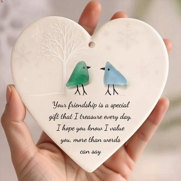 Heart-Shaped Sea Glass Friendship Decor