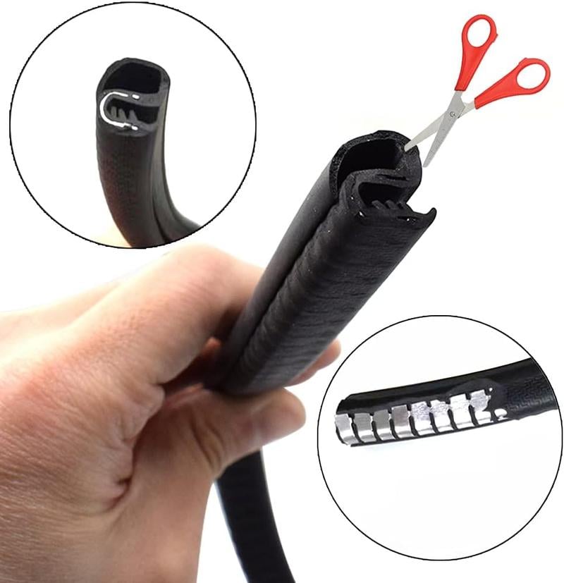 2PCS Car Door Seal Strip with Built-in Steel Clips, B-Pillar Sealing Strip