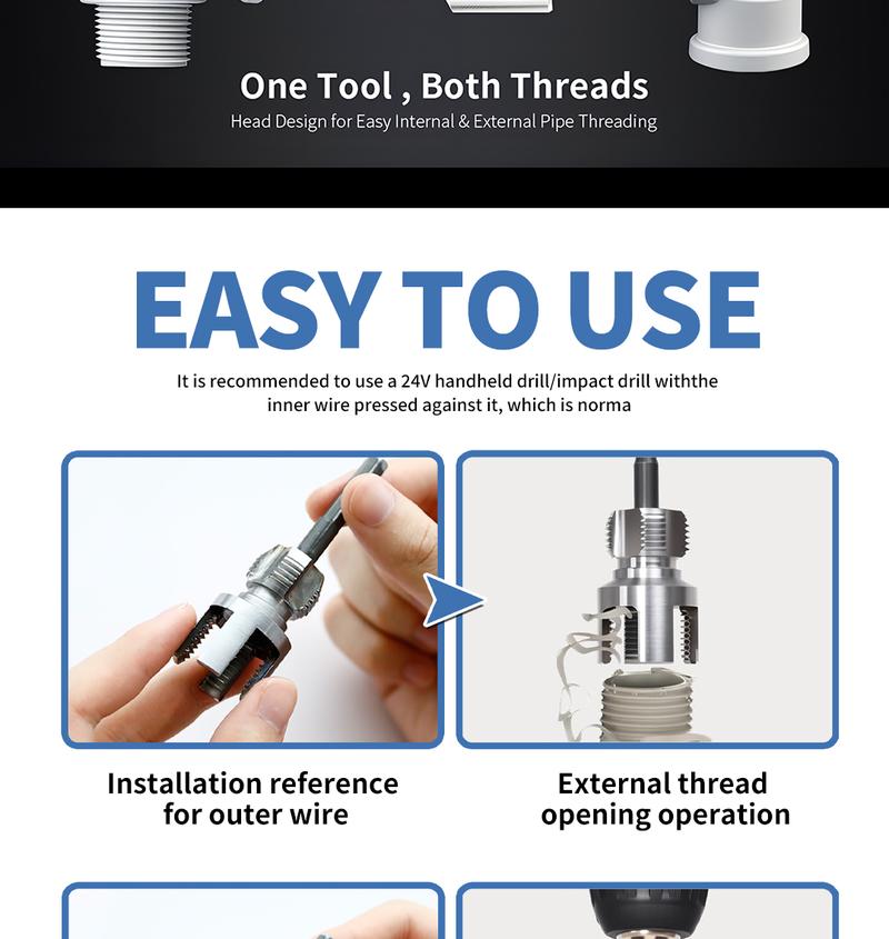 SOPAMI Pipe Tapping and Threading Tool | Dual-Specification Compatible. Wear-Resistant and Durable. Maximizing Efficiency in Pipe Installation and Repair!