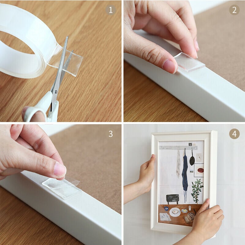 Heavy Duty Nano Double Sided Adhesive Tape, Clear Mounting Tape Picture Hanging Adhesive Strips.