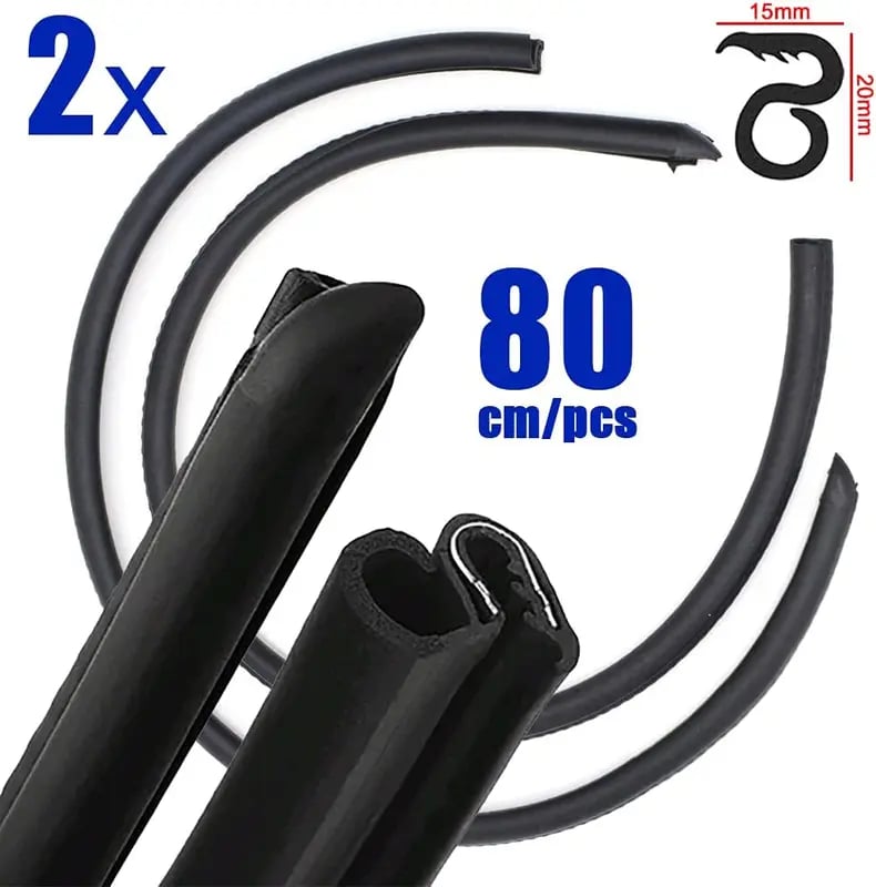 2PCS Car Door Seal Strip with Built-in Steel Clips, B-Pillar Sealing Strip