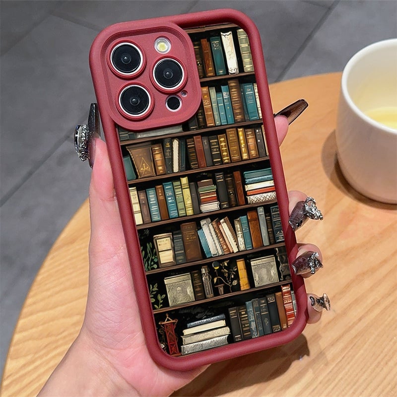 Cartoon Bookshelf Pattern TPU Phone Case