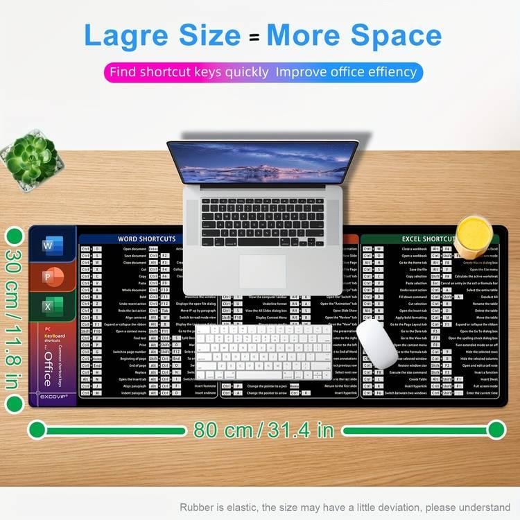 Large Size Mouse Pad With Creative Office Shortcuts For Word/Excel/PowerPoint