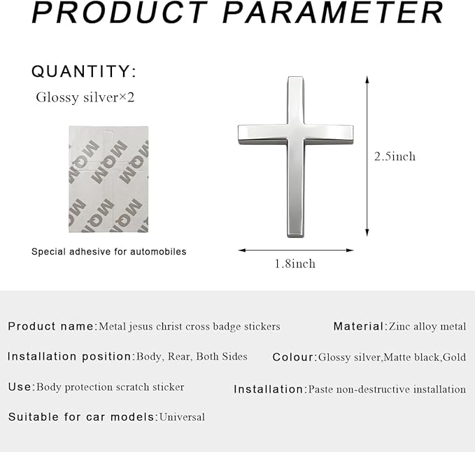 Metal Jesus Christ Cross Badge Stickers