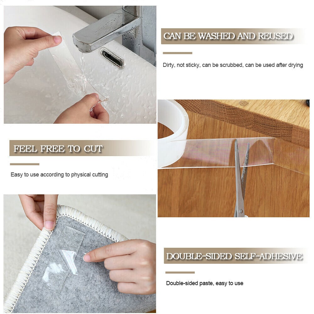 Heavy Duty Nano Double Sided Adhesive Tape, Clear Mounting Tape Picture Hanging Adhesive Strips.