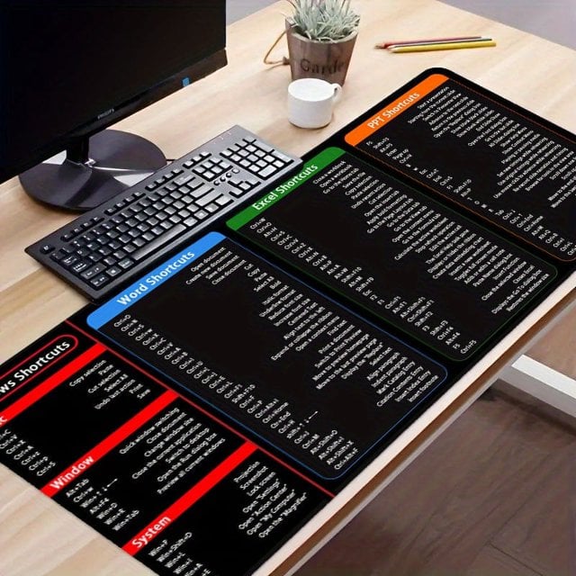 Large Size Mouse Pad With Creative Office Shortcuts For Word/Excel/PowerPoint
