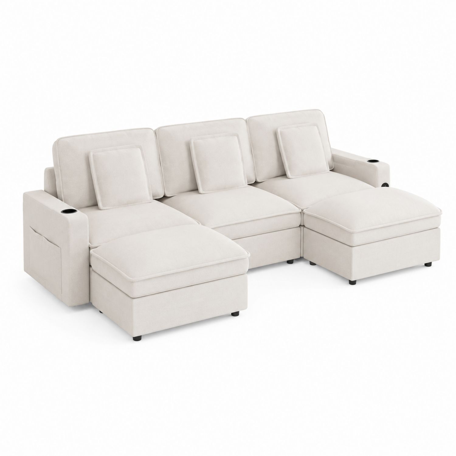Divano componibile angolare con chaise longue in tessuto-Velrivar