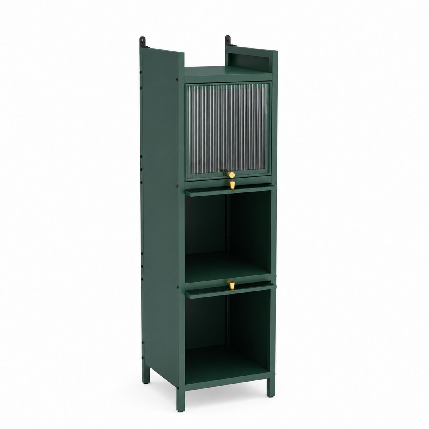 Armadietto alto verde in MDF con anta in vetro temperato 40x30x110 cm-Velrivar