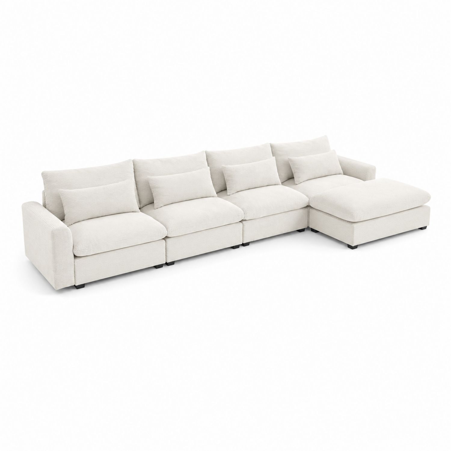 Divano angolare modulare in tessuto Beige 5 posti-Velrivar