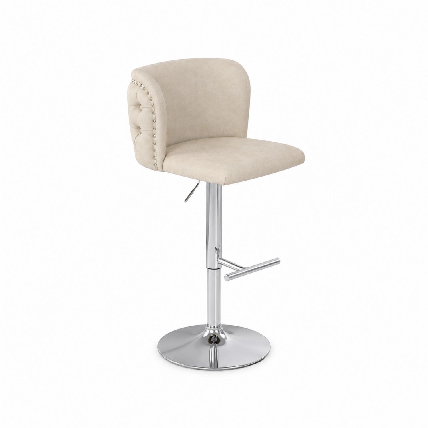 Sgabello da Bar in Tessuto Beige con Struttura in Metallo-Velrivar