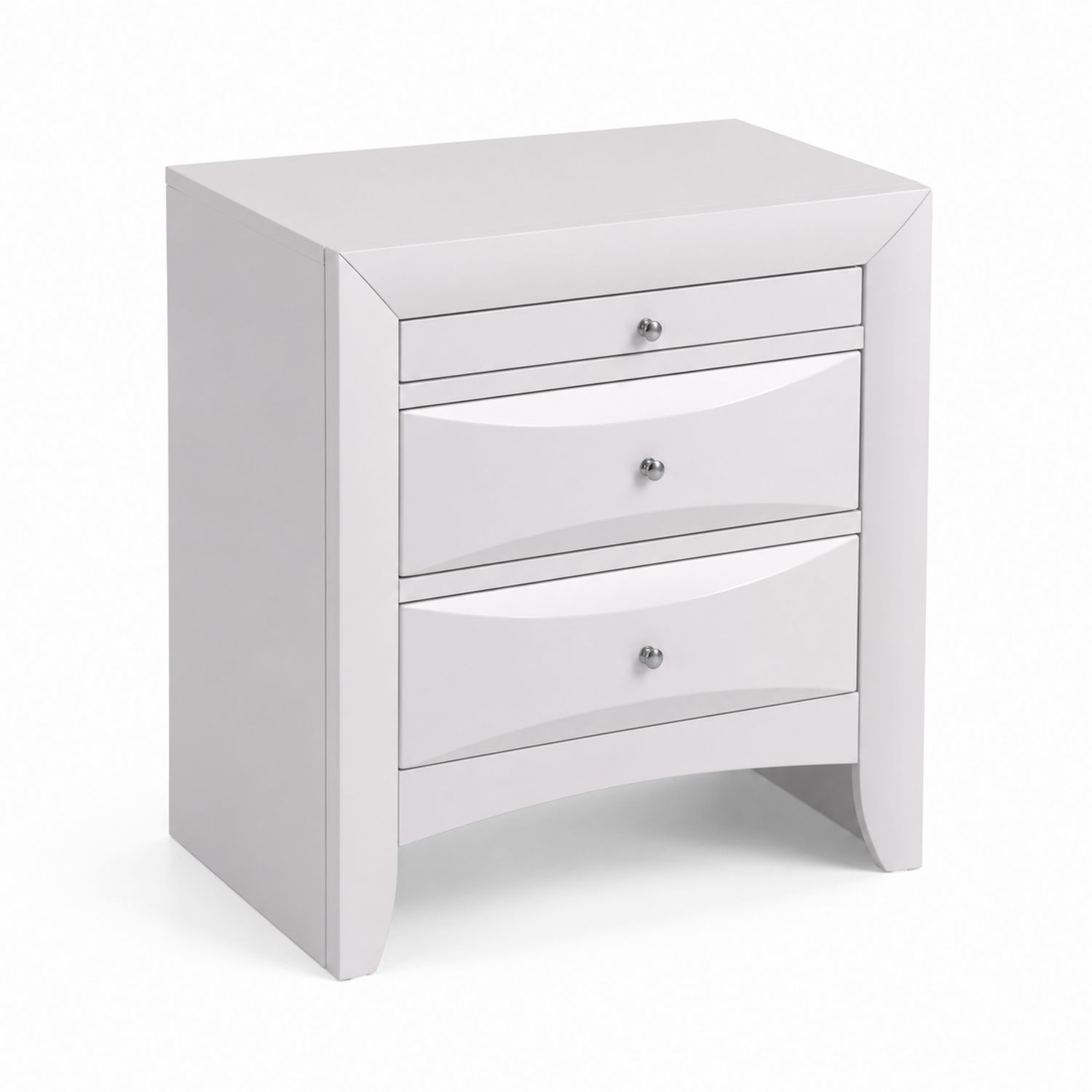 Comodino in MDF Bianco con 3 Cassetti-Velrivar