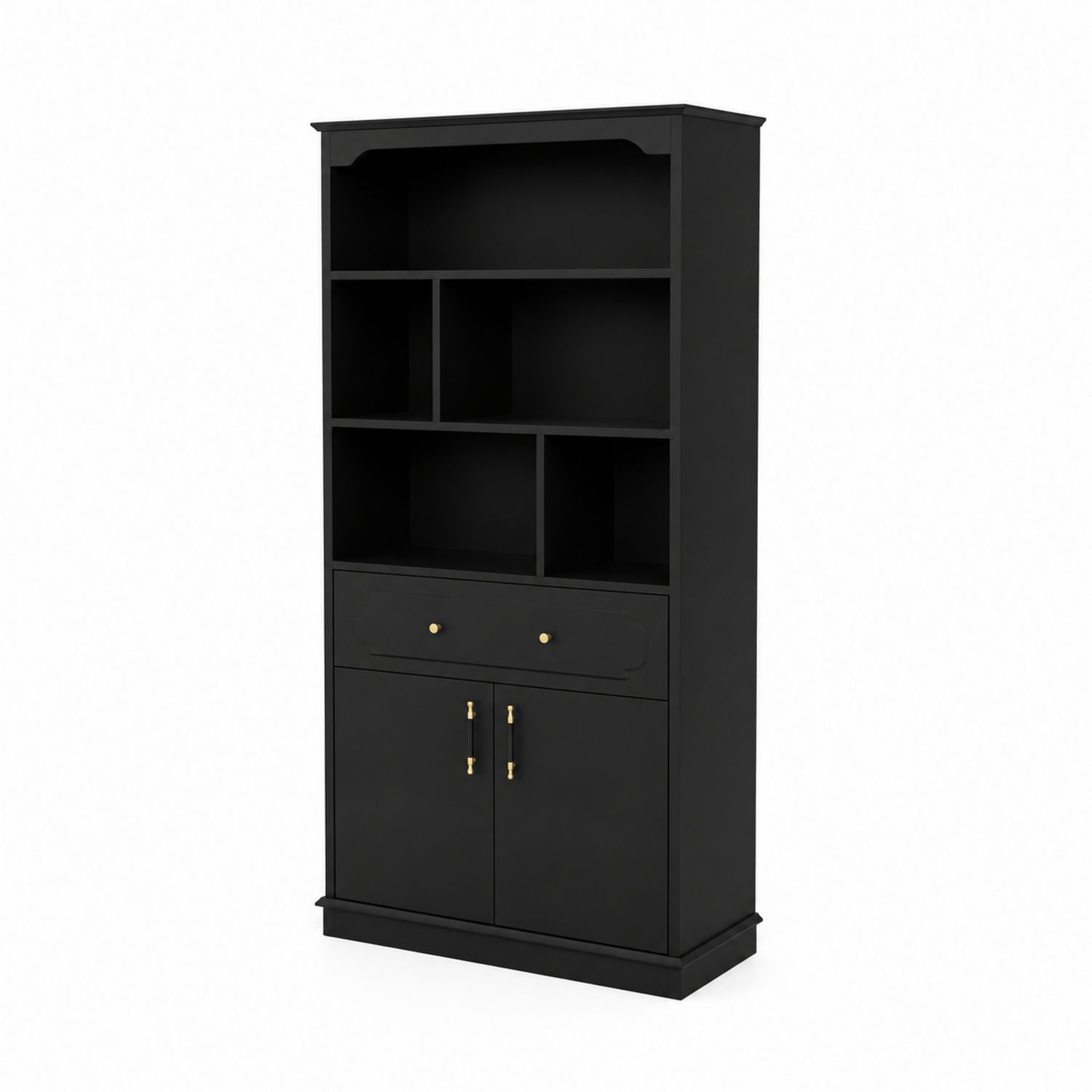 Libreria in MDF Nero con Mensole e Cassetto 180x90x40 cm-Velrivar
