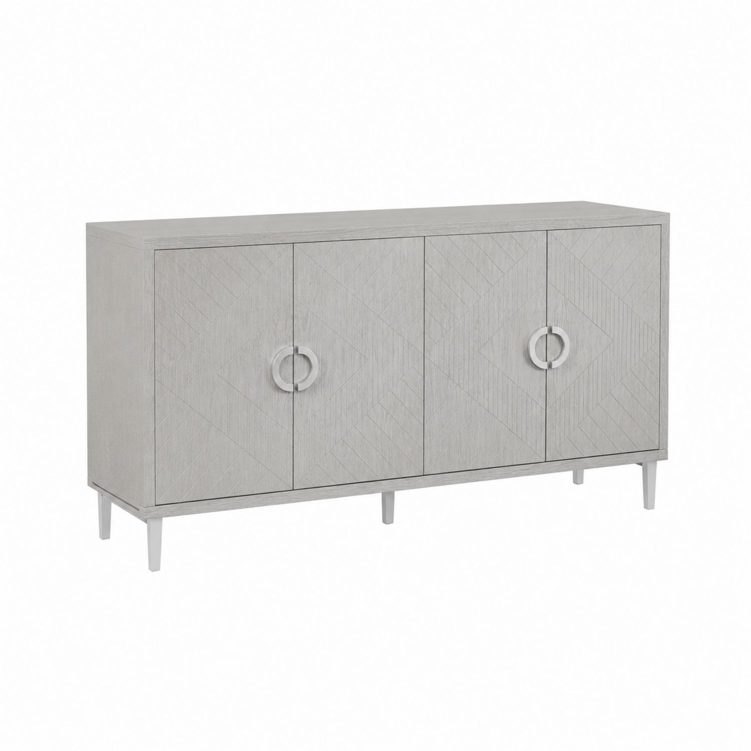 Credenza in legno con maniglie in metallo grigio-Velrivar