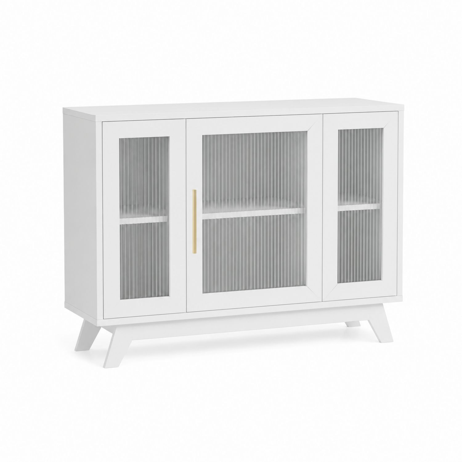 Credenza in legno MDF e vetro temperato bianca-Velrivar