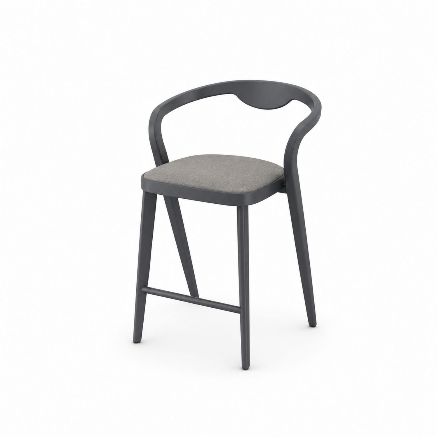 Sgabello con Struttura in Legno e Seduta in Tessuto Grigio-Velrivar