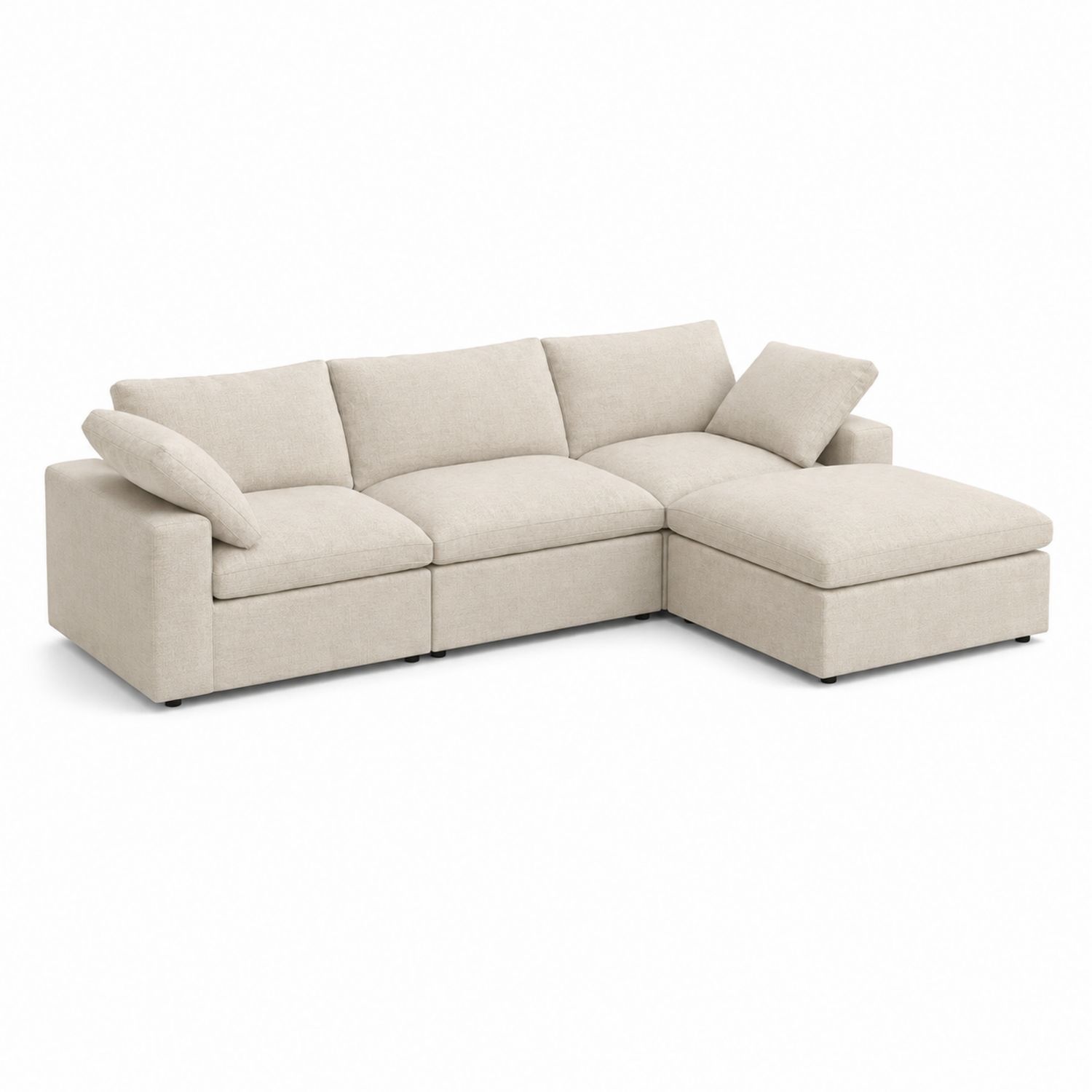 Divano angolare modulare in tessuto beige-Velrivar