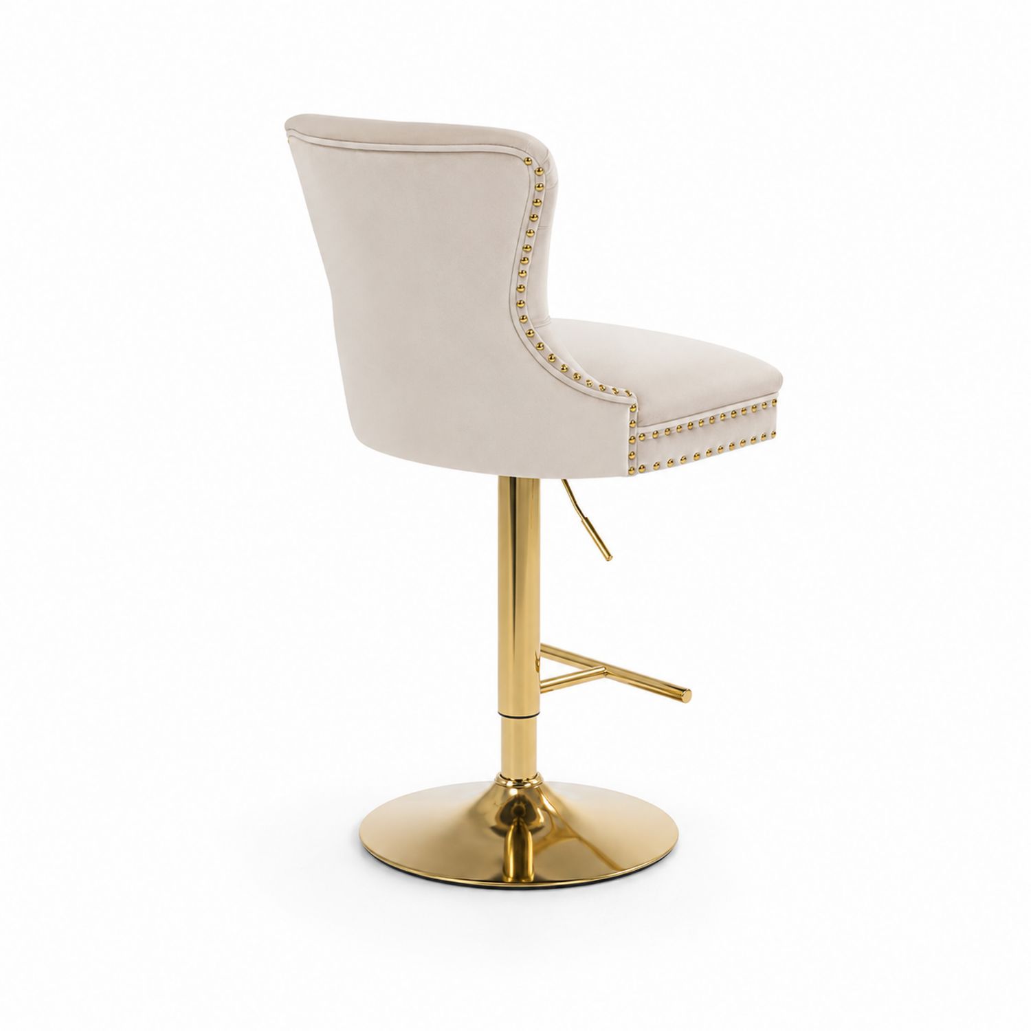 Sgabello da bar in metallo e poliestere beige con base dorata-Velrivar