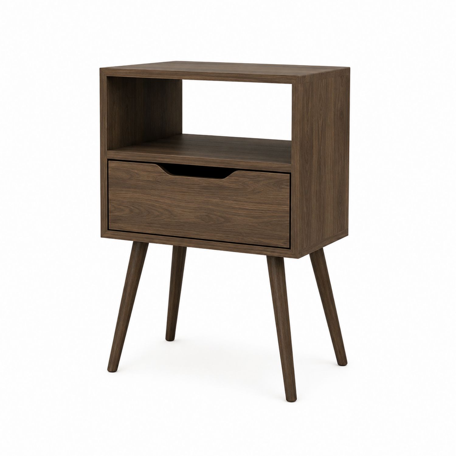 Comodino in legno marrone con cassetto-Velrivar