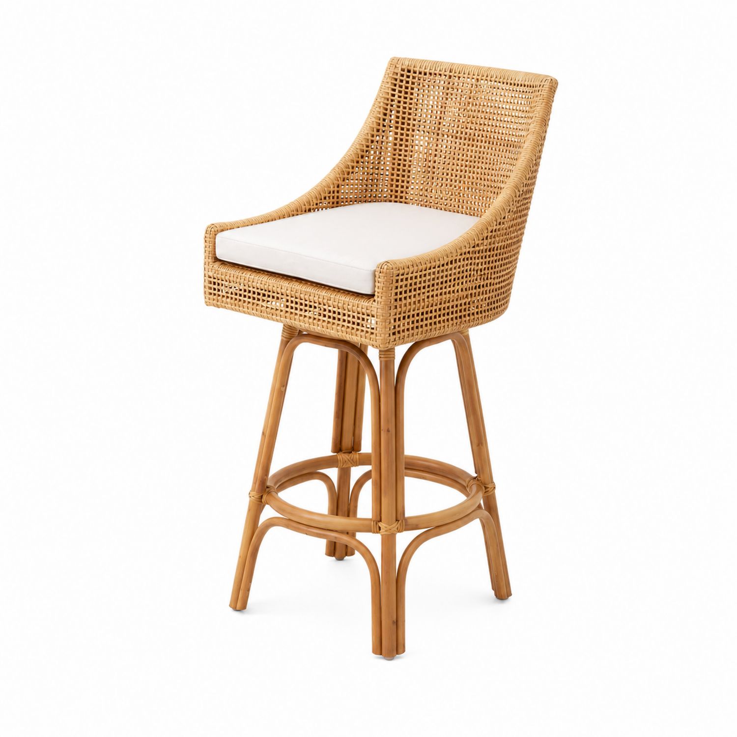 Sgabello da bar in rattan con cuscino in cotone-Velrivar